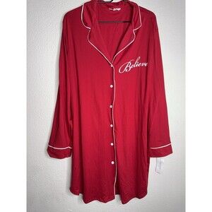 Macy’s Believe Red Pajama Dress Nightgown Charter Club XXL Christmas Holiday